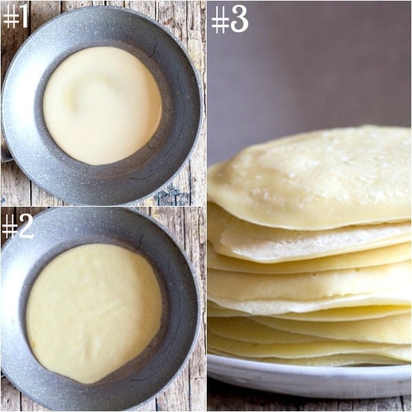 crepe cannelloni how to make batter in the frying pan and stacked