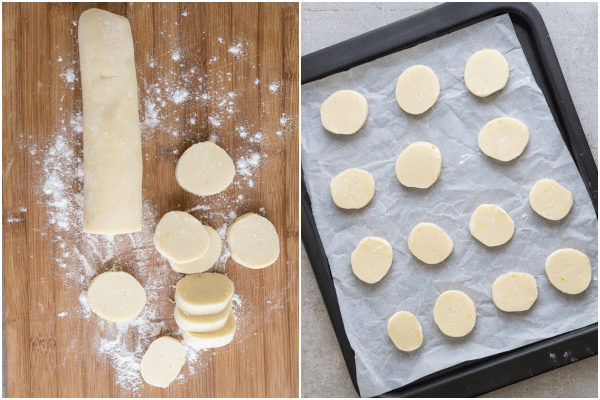 how to make lemon cookies sliced and on the cookie sheet for baking